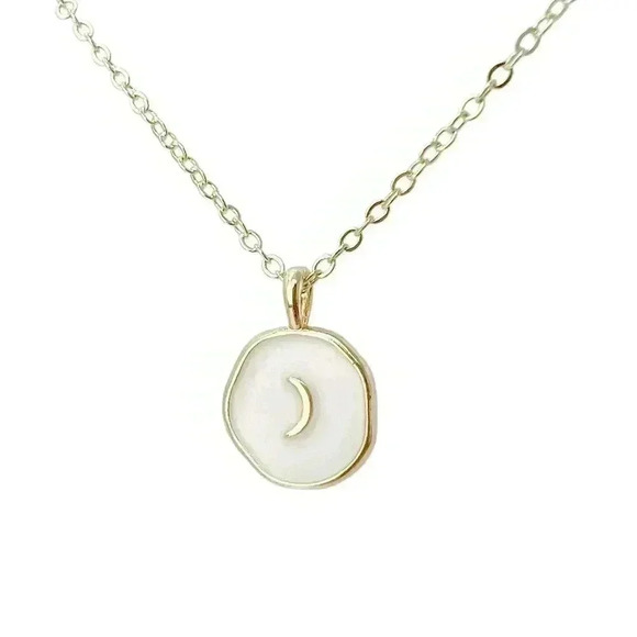 umbrellalaboratory Jewelry - Crescent moon gold coin necklace celestial minimalist jewelry